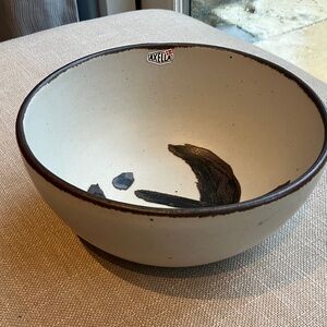 AXELLA Danish MCM Tan/Brown Ceramic Bowl with Abstract Design 1970’s UNUSED